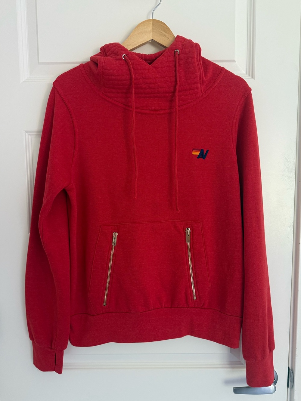 Aviator Nation Women’s Medium Ninja Hoodie Pullover Red Sweatshirt Long Sleeve